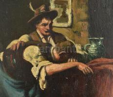 Azonosítatlan jelzéssel: Kesergő. Olaj, vászon. Jelzett, kis karcokkal. Keretben. 26x21 cm