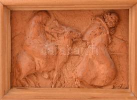 Horváth Anna (1924 - 2005): Tábori oltár. Nagy méretű 
 terrakotta szobor, kézzel festett, 86x60 cm...