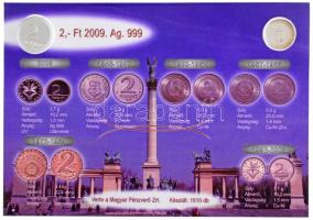 2009. 1Ft Ag (0.999) + 2Ft Ag (0.999) párban, utánveret sorszámozott emléklapon "0642" sor...