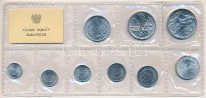 Lengyelország 1974. 1gr-5Zl (9xklf) forgalmi sor lezárt fóliatokban T:1 Poland 1974. 1 Groszy - 5 Zlotych (9xdiff) coin set in sealed foil packing C:UNC