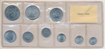 Lengyelország 1974. 1gr-5Zl (9xklf) forgalmi sor lezárt fóliatokban T:1 Poland 1974. 1 Groszy - 5 Zl...