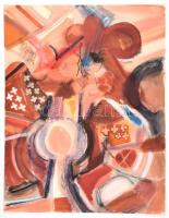 Misch Ádám (1935-1995): Tarka mező (eredetileg cím nélkül), 1974. Akvarell, papír, jelzett (Misch 74), 61,5x47,5 cm