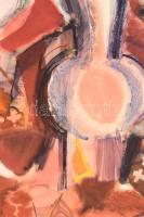 Misch Ádám (1935-1995): Tarka mező (eredetileg cím nélkül), 1974. Akvarell, papír, jelzett (Misch 74...