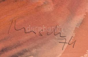 Misch Ádám (1935-1995): Tarka mező (eredetileg cím nélkül), 1974. Akvarell, papír, jelzett (Misch 74...