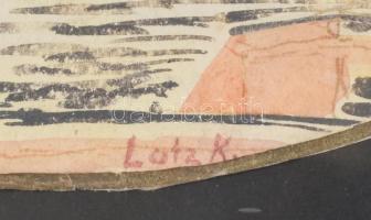 Lotz Károly (1833-1904): Freskóterv. Akvarell, papír, Jelzett. Üvegezett keretben. 33x41 cm / Waterc...