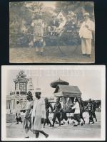cca 1900 Sziám, 5 db vintage sajtófotó idegen nyelveken feliratozva - táncosok, temetés, szobrok, ri...