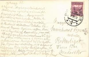 1932 Trencsén, Trencín; vár, evezősök / Trenciansky hrad / castle ruins, rowing boats, rowing practi...