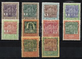 1921-1923 Okmánybélyeg kiadás 10 db klf értéke, eredeti gumival
