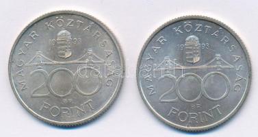 1993. 200Ft Ag "MNB" (2x) T:2 Adamo F13