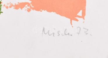 Misch Ádám (1935-1995): Motívumok (eredetileg cím nélkül), 1973. Szitanyomat, papír, jelzett és datá...