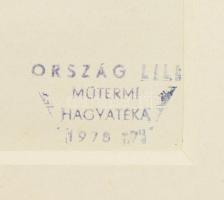 Ország Lili (1926-1978): Lányka. Színes filctoll, papír,  paszpartuban, hagyatéki bélyegzővel, erede...