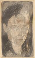 Käthe Kollwitz (1867-1945): Portré. Litográfia, papír, jelzés nélkül. Foltos. Üvegezett keretben. 21×13 cm / Käthe Kollwitz (1867-1945): Portrait. Lithography on paper, unsigned. Spotty. Framed with glass. 21×13 cm