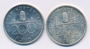 1993. 200Ft Ag "MNB" (2x) T:1- Adamo F13
