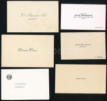 8 db névjegykártya és üdvözlőkártya, különböző időszakokból (Dr. Rausnitz Pál, Novotny Rezső, stb.)