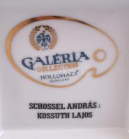 Hollóházi porcelán Kossuth mellszobor. Schossel András alkotása. Biszkvit és fehér mázas, jelzett. G...