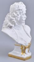 Hollóházi porcelán II. Rákóczi Ferenc mellszobor. Damkó József alkotása. Biszkvit és fehér mázas, je...
