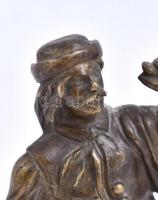 Izsó Miklós (1831-1875) után: Juhász. Bronz kisplasztika. Fa talapzaton. Jelzés nélkül. m: 14,5 cm