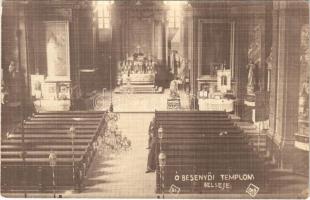 1917 Óbesenyő, Óbessenyő, Dudestii Vechi, Besenova Veche; templom, belső pappal / church, interior with priest. photo