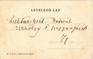 1906 Székesfehérvár, Nádor utca, templom, Fiumei cacao és csokoládé, Kováts Pál üzlete. M.T. és F.V....