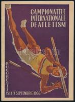 1956 Nemzetközi Atlétikai Bajnokság Bukarest képes műsorfüzet, benne magyar résztvevőkkel, 16p