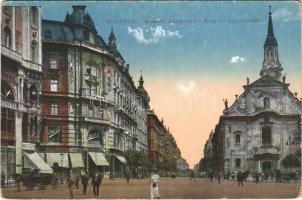 Budapest V. Kossuth Lajos utca, templom, Stein, Kőszegi H. üzlete (EK)