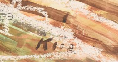 Klie Zoltán (1897-1992): Erdőrészlet. Vegyes technika, papír, kartonra kasírozva. Jelezve jobbra len...