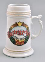 Hollóházi Kaltenecker sör porcelán sörös korsó. Matricás, jelzett, hibátlan. 19 cm