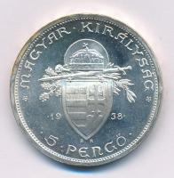 1938. 5P Ag "Szent István" T:1,1- kis patina Adamo P8.1