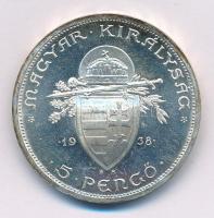 1938. 5P Ag "Szent István" T:1,1- kis patina Adamo P8.1