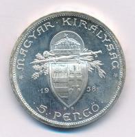1938. 5P Ag "Szent István" T:1,1- kis patina Adamo P8.1