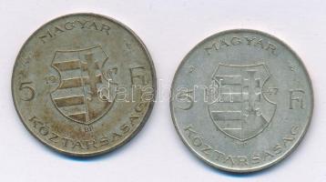 1947. 5Ft Ag "Kossuth" (2x) T:2-,3 patina Adamo F8.1
