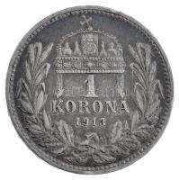 1913KB 1K Ag "Ferenc József" Körmöcbánya (5,04g) T:2- patina, karc / Hungary 1913KB 1 Korona Ag "Franz Joseph" Kremnitz (5,04gg) C:VF small patina, scratch  Adamo K5.1