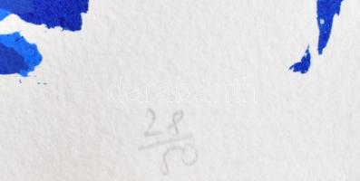 Aknay János (1949-): Angyal érkezik. Szitanyomat, merített papír, jelzett, számozott (28/50), lapmér...