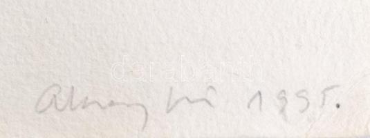 Aknay János (1949-): Angyal érkezik. Szitanyomat, merített papír, jelzett, számozott (28/50), lapmér...