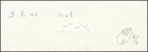 Wahorn András (1953-): Blue hat. Computer print, merített papír, jelzett, számozott (6/9), lapméret:...