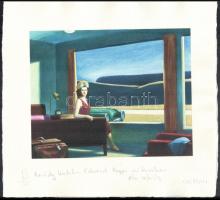 DrMáriás ( Máriás Béla, 1966-): Karády Katalin Edward Hopper műtermében. Computer print, merített papír, jelzett, számozott (8/10), lapméret: 19×21 cm / DrMáriás (Béla Máriás, 1966-): Katalin Karády in Edward Hopper's studio. Computer print on paper, signed, numbered (8/10). Sheet size: 19×21 cm