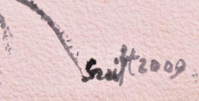 Szeift Béla (1944-2012): Fekete nap. Akvarell, merített papír, jelzett, datált (2009), hátoldalán au...