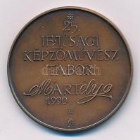 Józsa Gábor (1955-) 1990. "25. Ifjúsági Képzőművész Tábor Mártély" Br emlékérem (42,5mm) T...