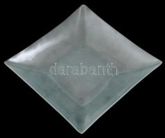 Négyszögletű, matt üveg tál, kis csorbákkal, 26x26 cm