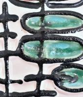 Iparművész retro kerámia fali dísz. Mázas kerámia, kézzel festett, jelzés nélkül, hibátlan 36,5x14 c...