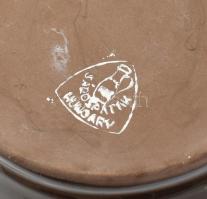 Sárospataki díszkorsó, jelzett, mázas kerámia, kézzel festett. Hibátlan, 16,5 cm