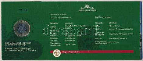 2009. 200Ft elsőnapi veret, sorszámozott díszcsomagolásban "09493" sorszámmal, fólia és ba...