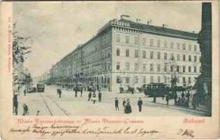 1900 Budapest VIII. Mária Terézia laktanya, villamos a körúton és az Üllői úton is. Divald Károly 141. sz. (r)
