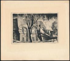 Maurer Dóra (1934-): szegedi vár. Rézkarc, papír, jelzett, 10,5×15,5 cm