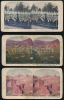 cca 1900-1910 8 db színezett sztereófotó az USA-ból, 9x18 cm