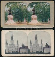 cca 1900-1910 8 db színezett sztereófotó az USA-ból, 9x18 cm