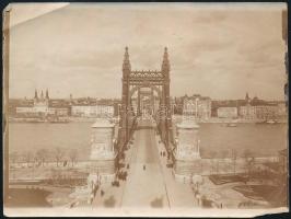 cca 1900 Bp, Ferenc József híd, fotó, kis gyűrődéssel, 9x12 cm