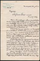 1933 Harsányi Gyula fotóriporter kézzel írt levele