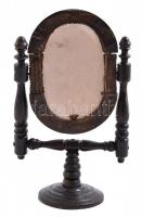 Asztali tükör, régi fa, állítható, kopott foncsorral 29 cm