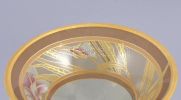 Hutschenreuther üvegváza. Virágos dekorral, jelzett (Leonard). Kézzel festett, jelzett, kopásokkal